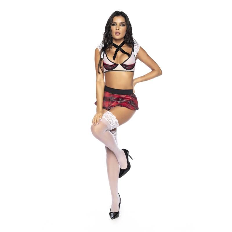 4 Pc Sexy Schoolgirl Costume Lingerie