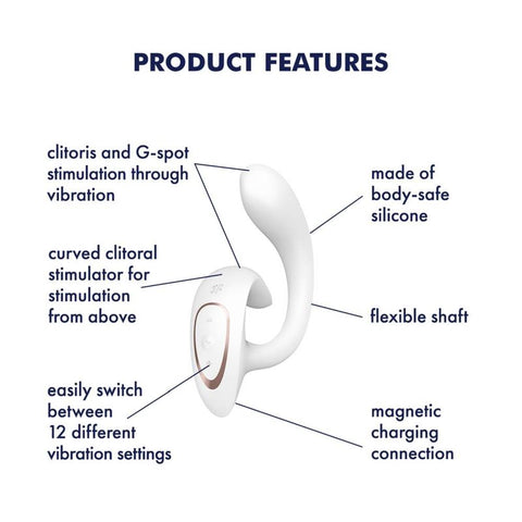 Satisfyer G for Goddess 1 Rabbit Vibrator White 185mm VIBRATORS-RABBIT-MULTI