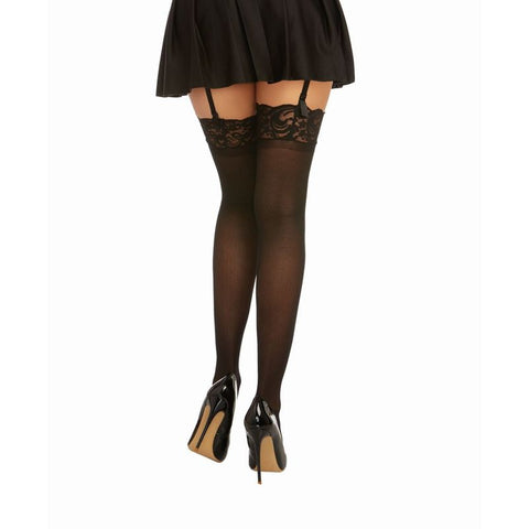 Dreamgirl Sheer Black Lace Thigh High Stockings One Size Hosiery