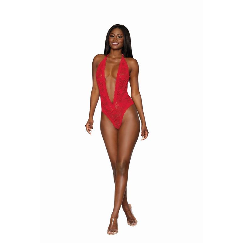 Dreamgirl Heart Back Deep V-Neck Teddy in Black > Clothes > Teddies