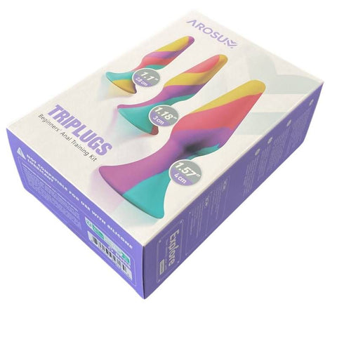 TriPlugs 3 Piece Silicone Anal Training Kit for Beginners and Experienced Users Butt Plugs