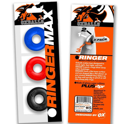Ringer Max Three Piece Multi Colour Cockring Set > Cock Ring > Sets