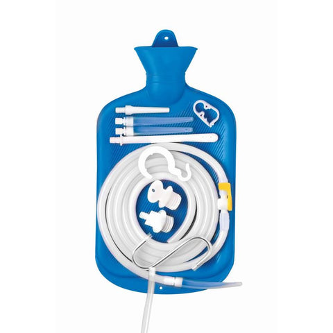 Deluxe Shower Enema Bag and Nozzle Kit for Comfortable Cleansing Experience Blue Douches