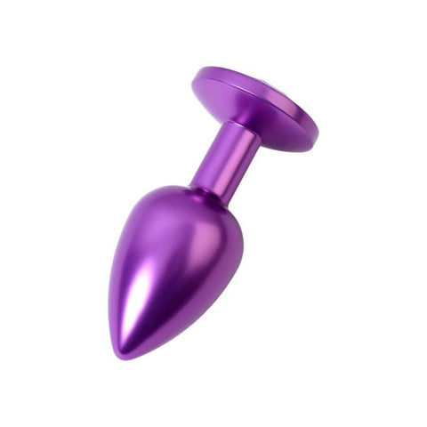 Purple Metal Anal Plug with Purple Crystal Small Default Title Butt Plugs