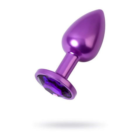Purple Metal Anal Plug with Purple Crystal Small Butt Plugs