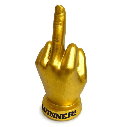 Golden FU Finger Trophy 6 Inch Customizable Award GAMES