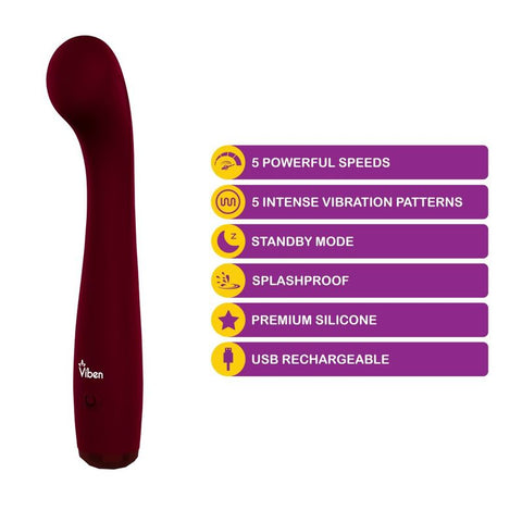 Viben Devotion Ruby G-Spot Vibrator for Intense Pleasure Electric Massager
