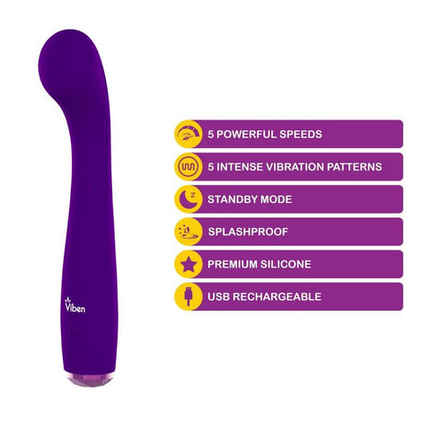 Viben Devotion Violet G-Spot Vibrator for Intense Pleasure Electric Massager