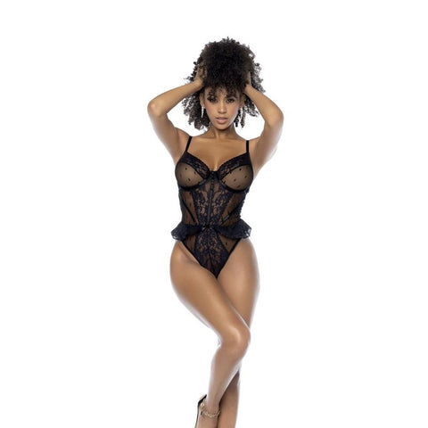 Black Bodysuit with Lace Ruffles Black Large Extra Large > Clothes > Bodies and Playsuits
