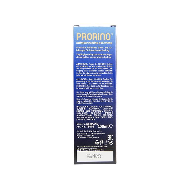 Prorino Cooling Gel Strong 100ml Intense Lubricant > Lube > Speciality