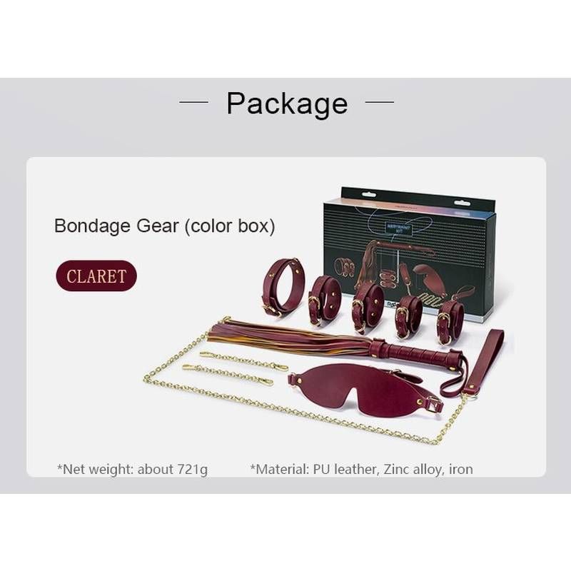 Deluxe 8-Piece Bondage Play Kit (Burgundy Gold) – BDSM Restraint Set > Bondage Gear > Bondage Kits