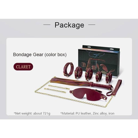 Deluxe 8-Piece Bondage Play Kit (Burgundy Gold) – BDSM Restraint Set > Bondage Gear > Bondage Kits