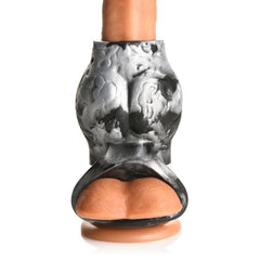 Night Prowler - Silver Wolf Silicone Penis Sleeve and Ball Stretcher 3.5 Inch