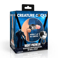 Night Prowler - Silver Wolf Silicone Penis Sleeve and Ball Stretcher 3.5 Inch