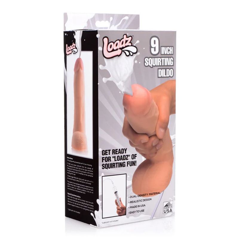 Squirting Dildo 9 Inch Dual-Density with Syringe Attachment – Lifelike Dildo > Dildos > Squirting Dildos