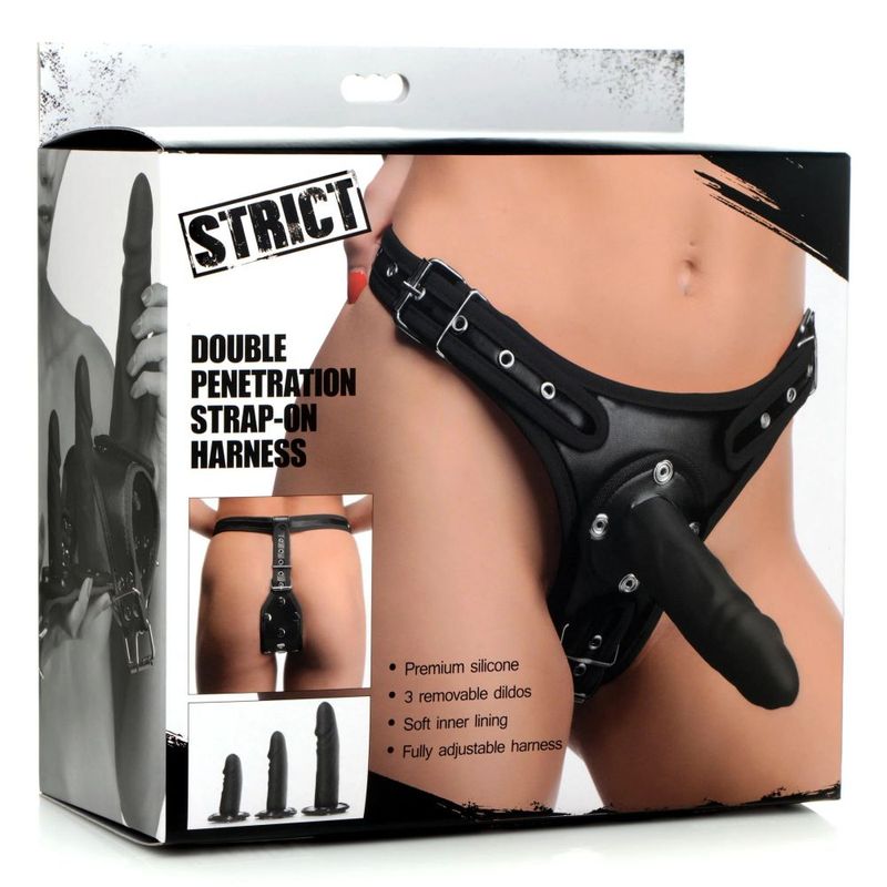 Double Penetration Strap-On Harness – Adjustable Triple Dildo Harness > Dildos > Strap On Harnesses