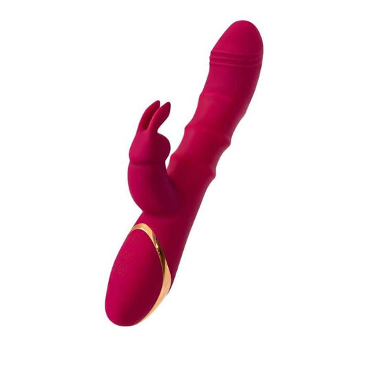 JOS Tenty Rabbit Vibrator with Moving Shaft Rings Burgundy VIBRATORS-RABBIT