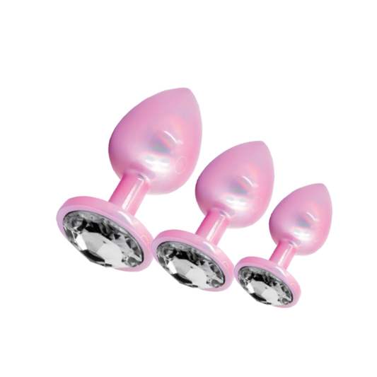 SXE Stainless Steel Comfort 3 Pc Butt Plug Set Pink Butt Plugs