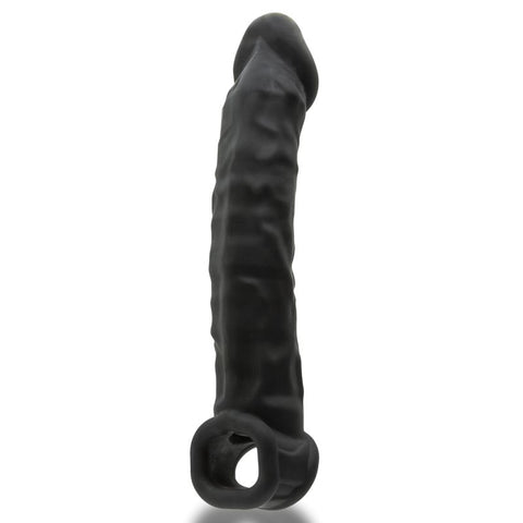 Muscle Ripped Inner Ribbed Velvet-Smooth Night 9.25 Inch Cock Sheath Black > Sex Toys For Men > Penis Sleeves