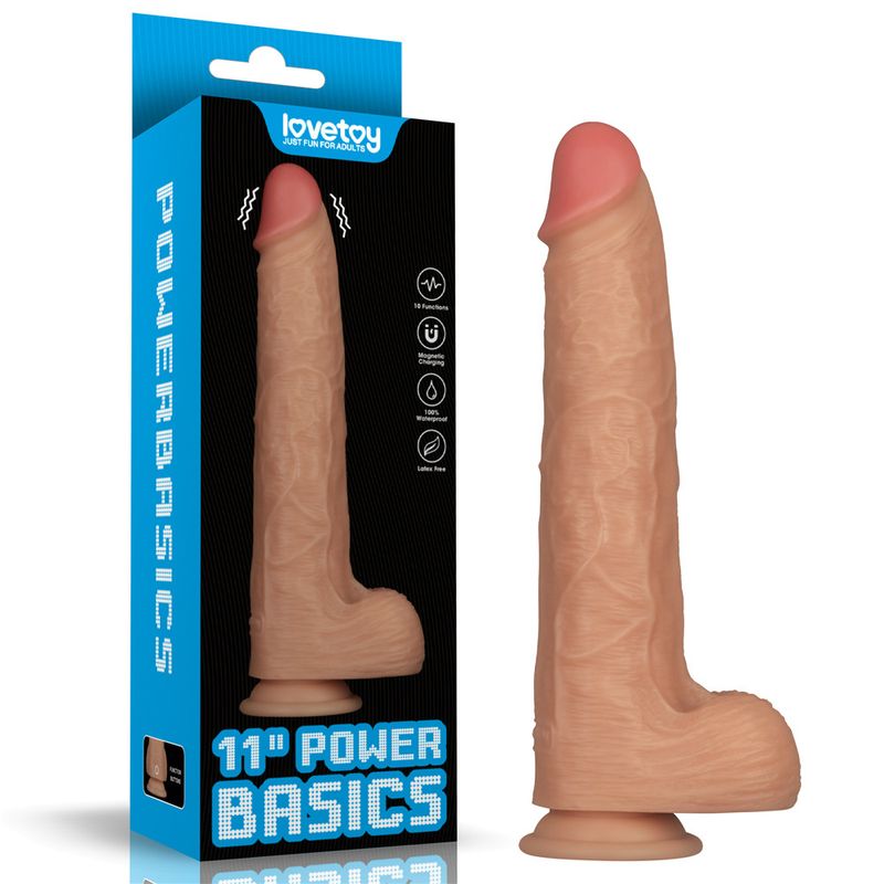 Power Basics 11 Inch Vibrating USB Dildo – Realistic Shaft Vibrator with 10 Modes > Dildos > Large Dildos Main image