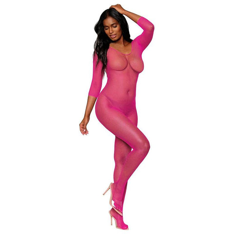 Dreamgirl Fence Net Thigh High Stockings Black Pink One Size Hosiery