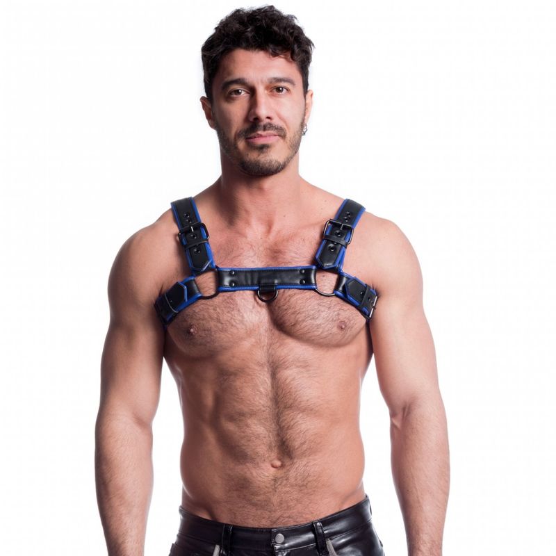 Vegan Bulldog Harness (Black and Blue) – Luxury Ethical Harness Black Large Extra Large > Clothes > Mens Harnesses Main image