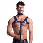 Vegan Bulldog Harness (Black and Blue) – Luxury Ethical Harness > Clothes > Mens Harnesses