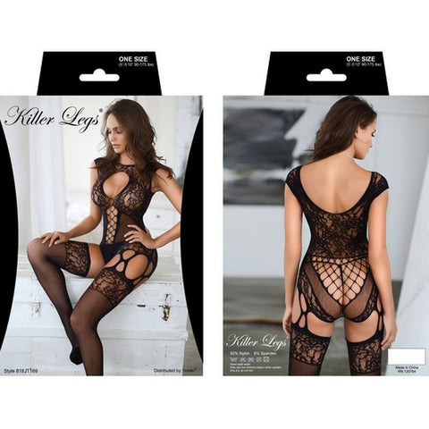 Boudoir Lace 3 Piece Set with Garter Belt in Black Lingerie