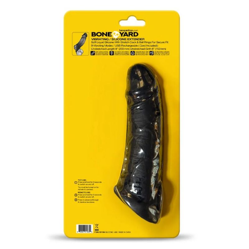 Boneyard Vibrating Silicone Remote Control Extender USB Rechargeable 9 Modes – Silicone Vibrating Extender > Sex Toys For Men > Penis Sleeves