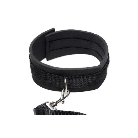 Neoprene Black Collar and Leash Set for BDSM Play Collar