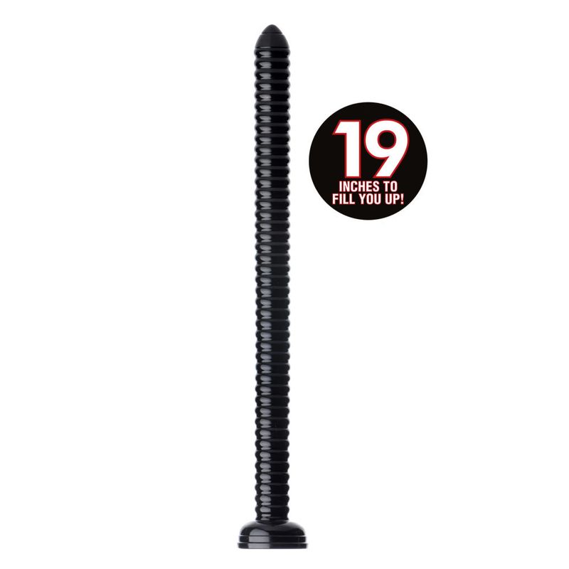 Hosed 19 Inch Ribbed Anal Snake Black Adult Sex Toy DONGS