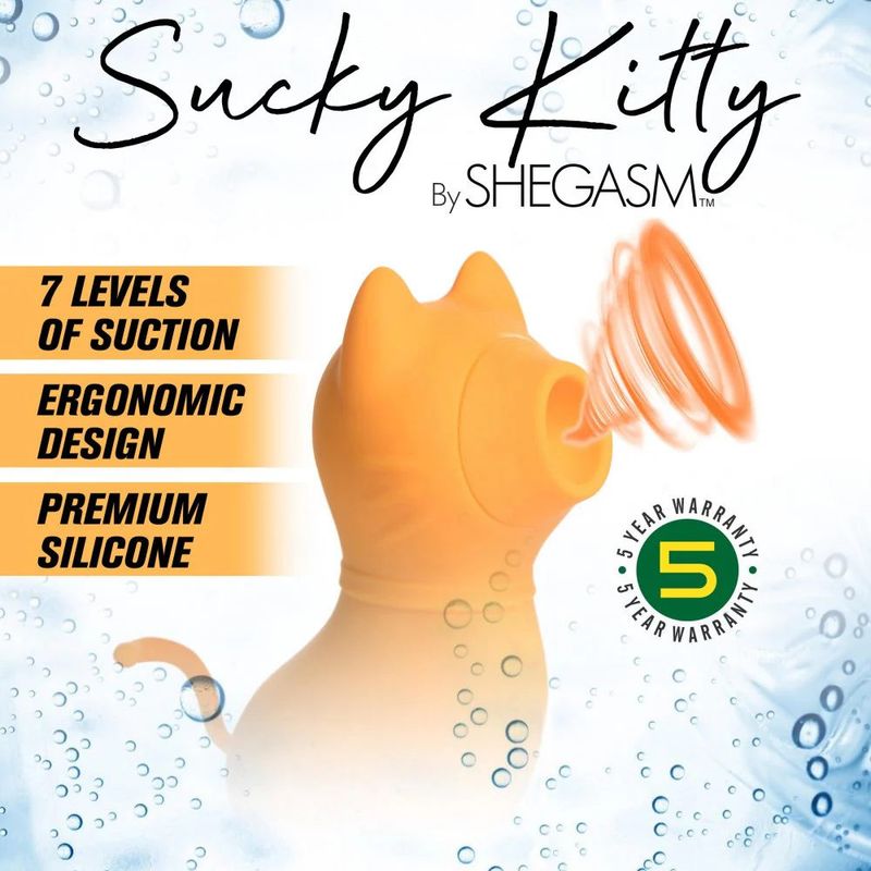 Sucky Kitty Clitoral Stimulator (Orange) – Premium Silicone 7-Level Suction Vibrator > Sex Toys For Ladies > Clitoral Vibrators and Stimulators