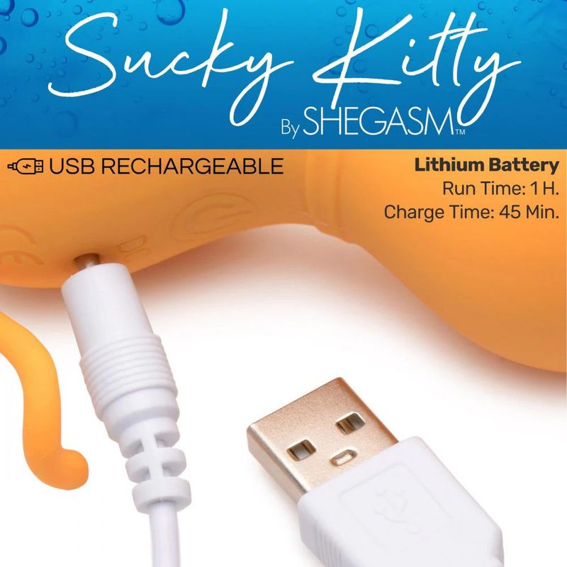 Sucky Kitty Clitoral Stimulator (Orange) – Premium Silicone 7-Level Suction Vibrator > Sex Toys For Ladies > Clitoral Vibrators and Stimulators