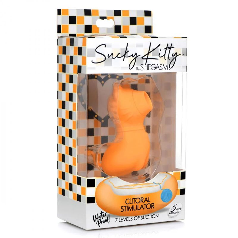 Sucky Kitty Clitoral Stimulator (Orange) – Premium Silicone 7-Level Suction Vibrator > Sex Toys For Ladies > Clitoral Vibrators and Stimulators