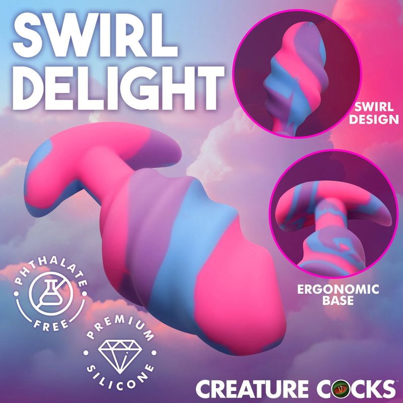 Unicorn Swirl Large Silicone Butt Plug – Body-Safe Silicone Butt Plug > Anal Range > Butt Plugs