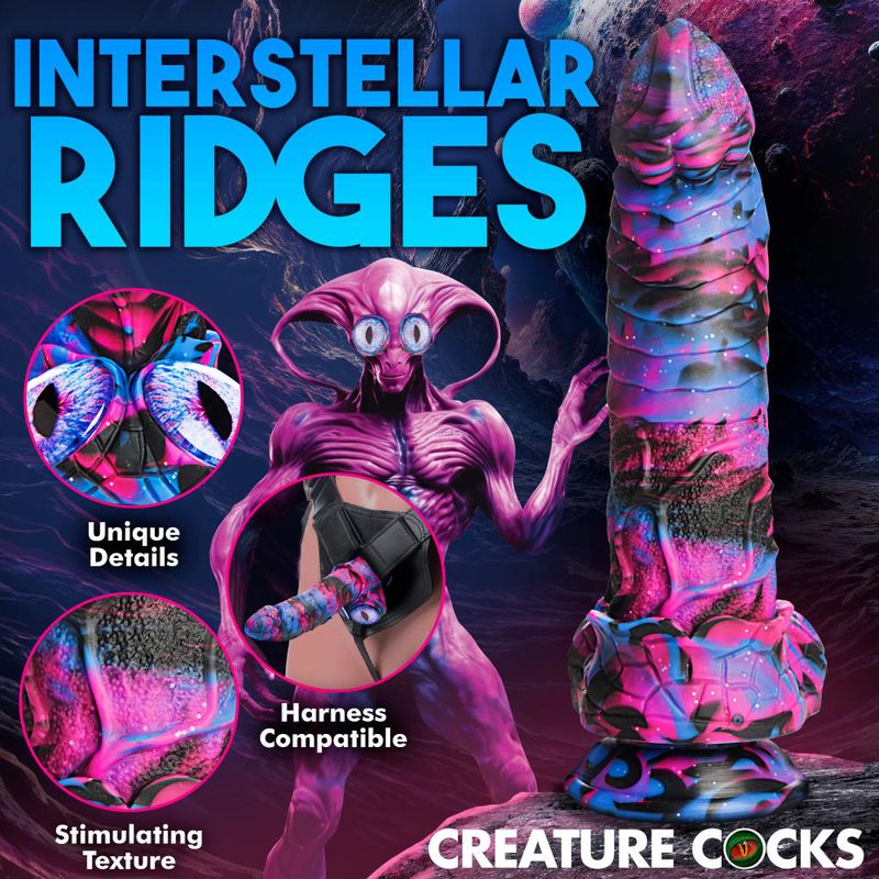 Alienoid Silicone Dildo (Red Purple Blue with Glitter) – Unique 6.7 Inch Dildo > Dildos > Fantasy
