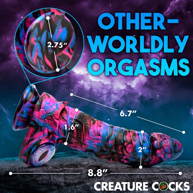 Alienoid Silicone Dildo (Red Purple Blue with Glitter) – Unique 6.7 Inch Dildo > Dildos > Fantasy