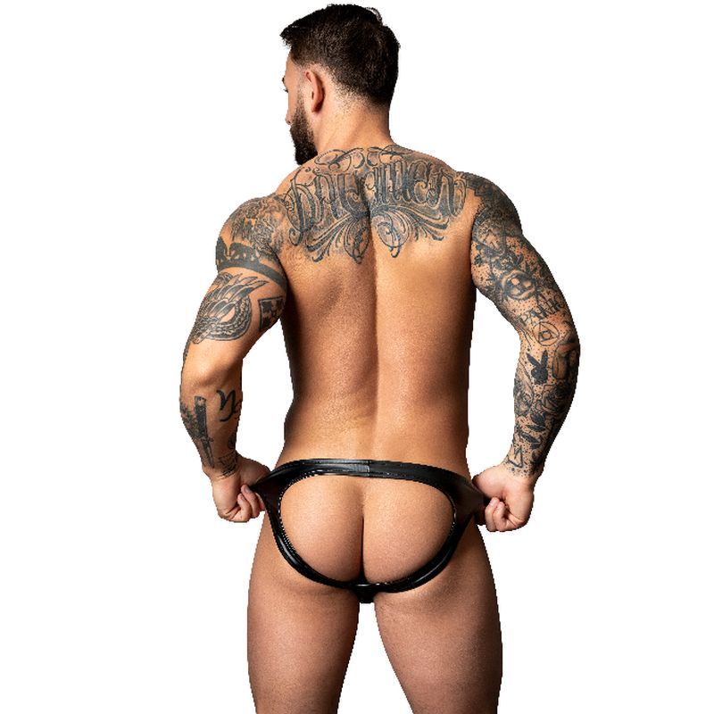 Male Power Moonshine Jock Strap (Black) – High Shine Stretch Jock Strap Secondary image