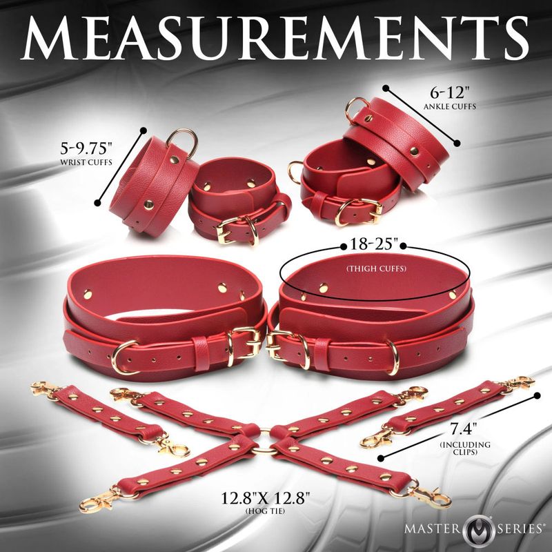 Crimson Captive Thigh, Wrist, and Ankle Hog Tie Restraints – Vegan Leather Restraint Set > Bondage Gear > Restraints