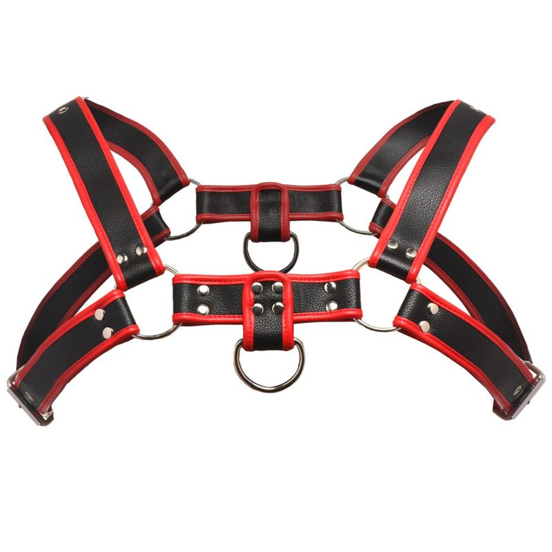 Bulldog Harness – Adjustable, Nickel-Free Buckles, Two D-Rings Red One Size > Clothes > Mens Harnesses