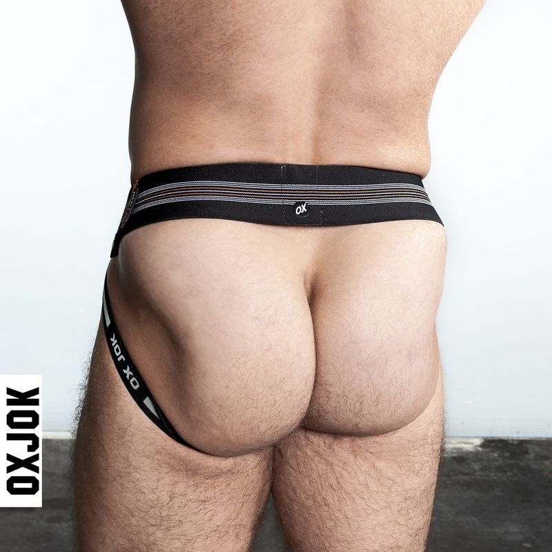 Oxballs Slingjock Upthrust Slider-Strap Jock Black Iron Jockstraps