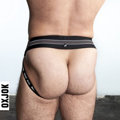 Oxballs Slingjock Upthrust Slider-Strap Jock Black Iron Jockstraps