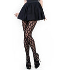 Geo Jacquard Fishnet Tights (Black) – Comfortable Stretchy Pantyhose Black One Size > Clothes > Hosiery > Pantyhose & Tights