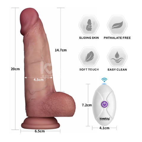 Sliding Skin Pro II Silicone Dong 8 Inch – Wireless Remote-Controlled Vibrating Dong Dongs Realistic