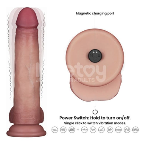 Vibrating Sliding Skin Pro II – Waterproof Silicone Dong 8.5 Inch with Wireless Remote Dongs Realistic