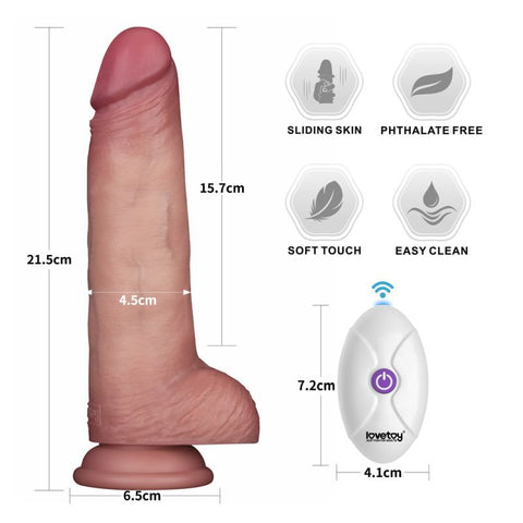 Vibrating Sliding Skin Pro II – Waterproof Silicone Dong 8.5 Inch with Wireless Remote Dongs Realistic