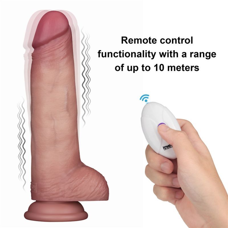 Vibrating Sliding Skin Pro II – Waterproof Silicone Dong 8.5 Inch with Wireless Remote Dongs Realistic