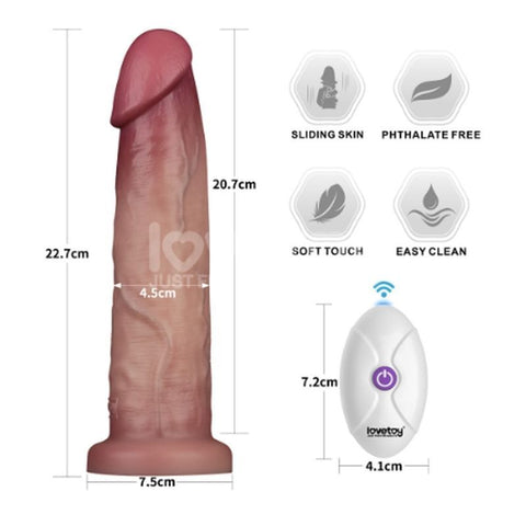 Sliding Skin Pro II Silicone Dong 9 Inch – Ultra-Soft Dual-Density Silicone Vibrating Dong Dongs Realistic