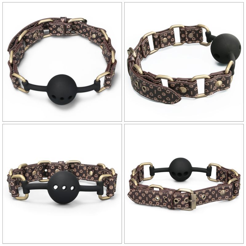 Rebellion Reign Ball Gag – Luxury Faux Leather Ball Gag with Antique Bronze Spikes > Bondage Gear > Gags and Bits Main image