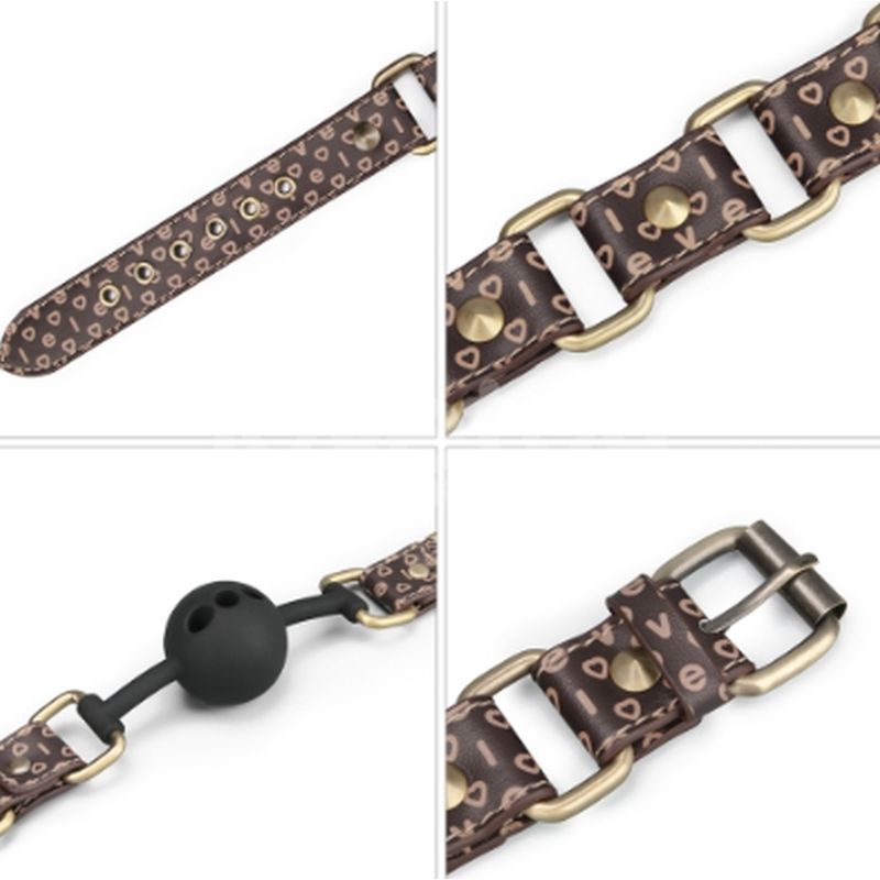 Rebellion Reign Ball Gag – Luxury Faux Leather Ball Gag with Antique Bronze Spikes > Bondage Gear > Gags and Bits Main image